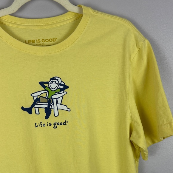 Life Is Good Cotton Men's Adirondack Jake Sunny Yellow Medium Crusher Tee - Picture 6 of 11